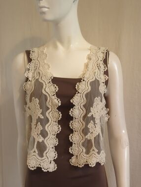 Boho Vest Ivory Size Medium